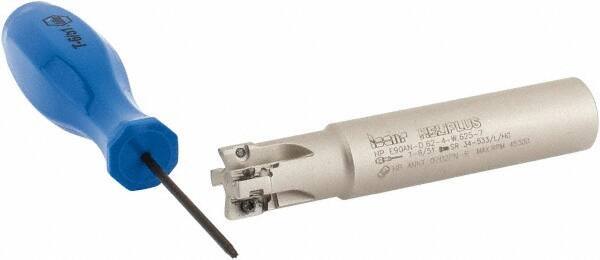 Iscar - 5/8" Cut Diam, 0.303" Max Depth of Cut, 5/8" Shank Diam, 3-1/4" OAL, Indexable Square Shoulder End Mill - HP AN.. 0702.. Inserts, Weldon Shank, 90° Lead Angle, Series Heliplus - USA Tool & Supply