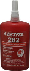 Loctite - 250 mL Bottle, Red, High Strength Liquid Threadlocker - Series 262, 24 hr Full Cure Time, Hand Tool, Heat Removal - USA Tool & Supply