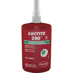 Loctite - 250 mL Bottle, Green, Medium Strength Liquid Threadlocker - Series 290, 24 hr Full Cure Time, Hand Tool, Heat Removal - USA Tool & Supply