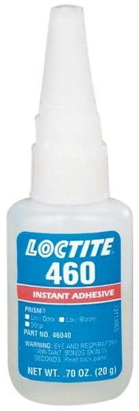 Loctite - 0.70 oz Bottle Tan Instant Adhesive - Series 460, 50 sec Fixture Time, 24 hr Full Cure Time, Bonds to Plastic & Rubber - USA Tool & Supply