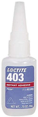 Loctite - 0.70 oz Bottle Clear Instant Adhesive - Series 403, 50 sec Fixture Time, 24 hr Full Cure Time, Bonds to Plastic & Rubber - USA Tool & Supply