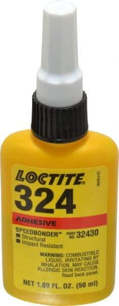 Loctite - 50 mL Bottle Structural Adhesive - 5 min Working Time, 3,000 to 3,600 psi Shear Strength, Series 324 - USA Tool & Supply