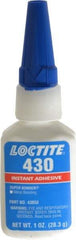 Loctite - 1 oz Bottle Clear Instant Adhesive - Series 430, 30 sec Fixture Time, 24 hr Full Cure Time, Bonds to Metal, Plastic & Rubber - USA Tool & Supply