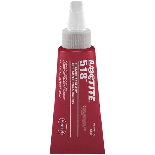 Loctite - 50 mL Tube Red Dimethacrylate Ester Joint Sealant - -65 to 300°F Operating Temp, 4 to 24 hr Full Cure Time, Series 518 - USA Tool & Supply