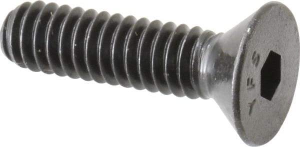 Value Collection - 1/4-20 UNC Hex Socket Drive, Flat Screw - Alloy Steel, Black Oxide Finish, Partially Threaded, 1" OAL - USA Tool & Supply