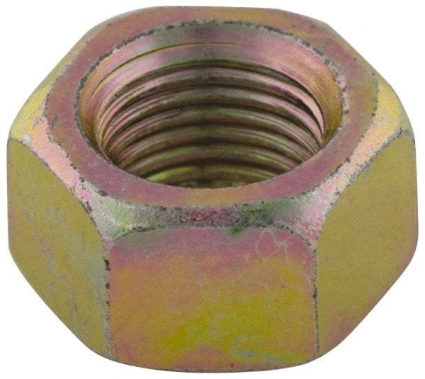 Value Collection - 7/16-14 UNC Steel Right Hand Hex Nut - 11/16" Across Flats, 3/8" High, Zinc-Plated Finish - USA Tool & Supply