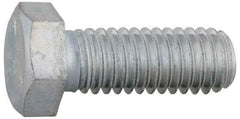 Made in North America - 1/2-13 UNC, 2" Length Under Head Hex Head Cap Screw - Partially Threaded, Grade 5 Steel, Zinc-Plated Finish, 3/4" Hex - USA Tool & Supply