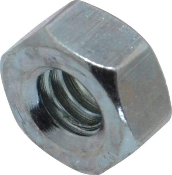 Value Collection - 1/4-20 UNC Steel Right Hand Hex Nut - 7/16" Across Flats, 7/32" High, Zinc-Plated Finish - USA Tool & Supply