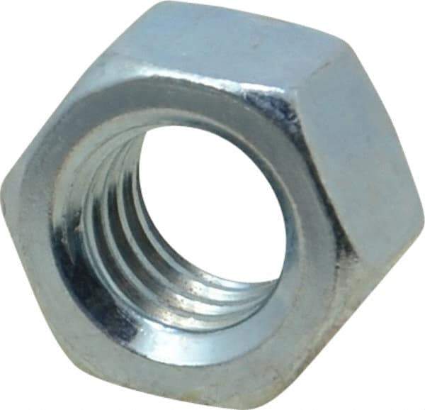 Value Collection - 3/8-16 UNC Steel Right Hand Hex Nut - 9/16" Across Flats, 21/64" High, Zinc-Plated Finish - USA Tool & Supply