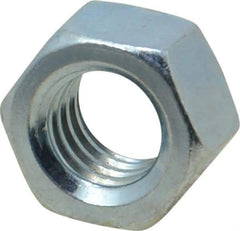 Value Collection - 3/8-16 UNC Steel Right Hand Hex Nut - 9/16" Across Flats, 21/64" High, Zinc-Plated Finish - USA Tool & Supply