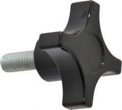 Gibraltar - 2" Head Diam, 4 Point Lobed Knob - 3/8-16 Stem, Phenolic, Black - USA Tool & Supply