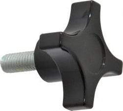 Gibraltar - 2" Head Diam, 4 Point Lobed Knob - 3/8-16 Stem, Phenolic, Black - USA Tool & Supply