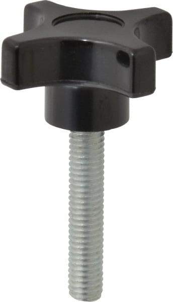 Gibraltar - 2" Head Diam, 4 Point Lobed Knob - 3/8-16 Stem, Phenolic, Black - USA Tool & Supply