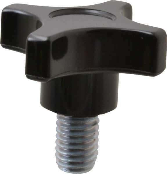 Gibraltar - 2" Head Diam, 4 Point Lobed Knob - 1/2-13 Stem, Phenolic, Black - USA Tool & Supply