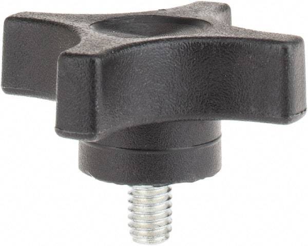 Gibraltar - 2-1/4" Head Diam, 4 Point Lobed Knob - 5/16-18 Stem, Thermoplastic, Black - USA Tool & Supply