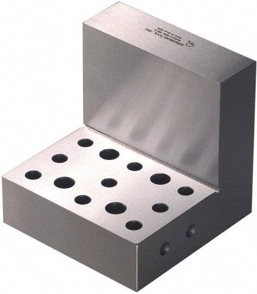 Suburban Tool - 4" Wide x 4" Deep x 4" High Steel Precision-Ground Angle Plate - Standard Plate, Machined Holes on Surface, Open End, 1-1/4" Thick, Pair of Plates - USA Tool & Supply