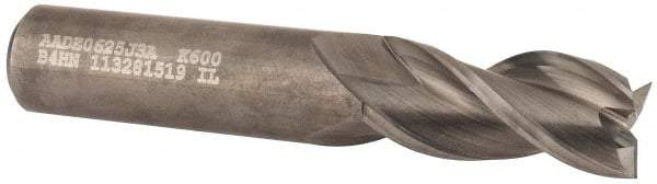 Kennametal - 5/8", 1-1/4" LOC, 5/8" Shank Diam, 3-1/2" OAL, 3 Flute, Solid Carbide Square End Mill - Single End, Uncoated, Spiral Flute, 37° Helix, Centercutting, Right Hand Cut, Right Hand Flute, Series AADE - USA Tool & Supply