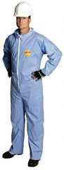 Dupont - Size XL Film Laminate General Purpose Coveralls - Blue, Zipper Closure, Open Cuffs, Open Ankles, Serged Seams - USA Tool & Supply