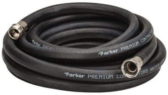 Parker - 25' Long Water Hose - 5/8" Diam, 3/4" GHT, Rubber, 125 psi, Black - USA Tool & Supply