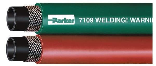 Parker - 5/16" Inside x 19/32" Outside Diam, Grade T Welding Hose - Green & Red, 50' Long, Twin Style, 200 psi Working Pressure - USA Tool & Supply