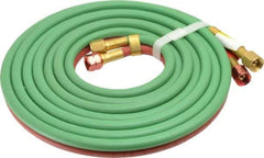 Parker - 3/16" Inside x 7/16" Outside Diam, Grade T Welding Hose - Green & Red, 12-1/2' Long, Twin Style, 200 psi Working Pressure - USA Tool & Supply