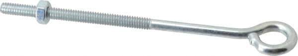 Gibraltar - 1/4-20, Zinc-Plated Finish, Steel Wire Turned Open Eye Bolt - 3" Thread Length, 1/2" ID x 1" OD, 5" Shank Length - USA Tool & Supply