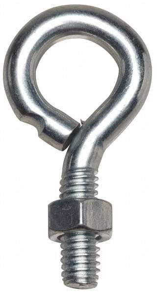 Gibraltar - #10-24, Zinc-Plated Finish, Steel Wire Turned Open Eye Bolt - 1" Thread Length, 3/8" ID x 3/4" OD, 2" Shank Length - USA Tool & Supply