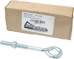 Gibraltar - 3/8-16, Zinc-Plated Finish, Steel Wire Turned Open Eye Bolt - 2-1/2" Thread Length, 3/4" ID x 1-1/2" OD, 4" Shank Length - USA Tool & Supply