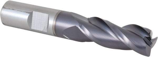 Value Collection - 1/2", 3 Flute, Single End, Solid Carbide, 0.0300 - 0.0350" Corner Radius End Mill - 3" OAL, 35° Helix, Right Hand Flute, 1-1/4" LOC, Right Hand Cut - USA Tool & Supply