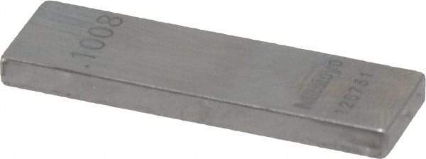 Mitutoyo - 0.1008" Rectangular Steel Gage Block - Accuracy Grade AS-1, Includes Certificate of Inspection - USA Tool & Supply