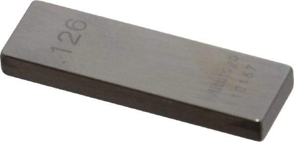 Mitutoyo - 0.126" Rectangular Steel Gage Block - Accuracy Grade AS-1, Includes Certificate of Inspection - USA Tool & Supply