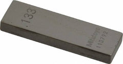 Mitutoyo - 0.133" Rectangular Steel Gage Block - Accuracy Grade AS-1, Includes Certificate of Inspection - USA Tool & Supply