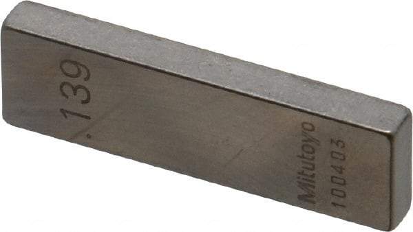 Mitutoyo - 0.139" Rectangular Steel Gage Block - Accuracy Grade AS-1, Includes Certificate of Inspection - USA Tool & Supply