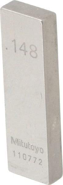 Mitutoyo - 0.148" Rectangular Steel Gage Block - Accuracy Grade AS-1, Includes Certificate of Inspection - USA Tool & Supply