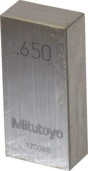 Mitutoyo - 0.65" Rectangular Steel Gage Block - Accuracy Grade AS-1, Includes Certificate of Inspection - USA Tool & Supply