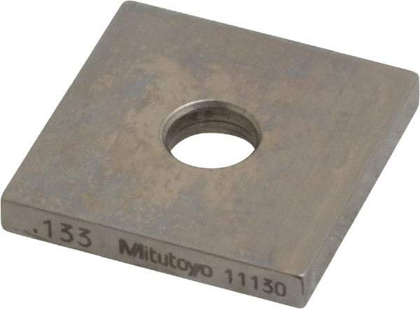 Mitutoyo - 0.133" Square Steel Gage Block - Accuracy Grade 0, Includes Certificate of Inspection - USA Tool & Supply