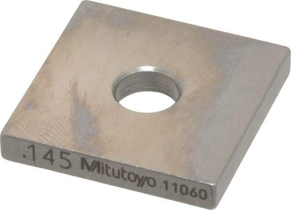 Mitutoyo - 0.145" Square Steel Gage Block - Accuracy Grade 0, Includes Certificate of Inspection - USA Tool & Supply