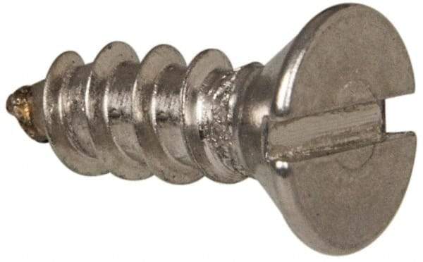 Value Collection - #8 Flat Head Slotted Sheet Metal Screw - Stainless Steel, 1/2" OAL, Grade 316 - USA Tool & Supply