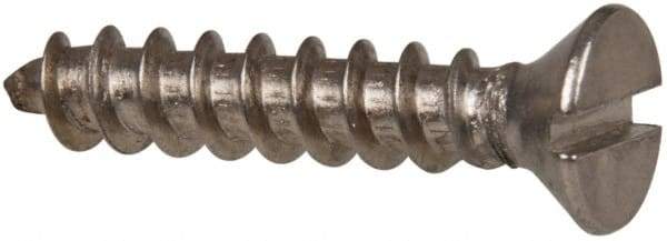 Value Collection - #10 Flat Head Slotted Sheet Metal Screw - Stainless Steel, 1" OAL, Grade 316 - USA Tool & Supply
