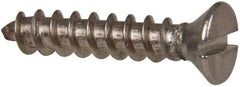 Value Collection - #10 Flat Head Slotted Sheet Metal Screw - Stainless Steel, 1" OAL, Grade 316 - USA Tool & Supply