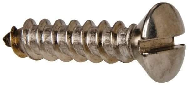 Value Collection - #12 Oval Head Slotted Sheet Metal Screw - Stainless Steel, 1" OAL, Grade 316 - USA Tool & Supply