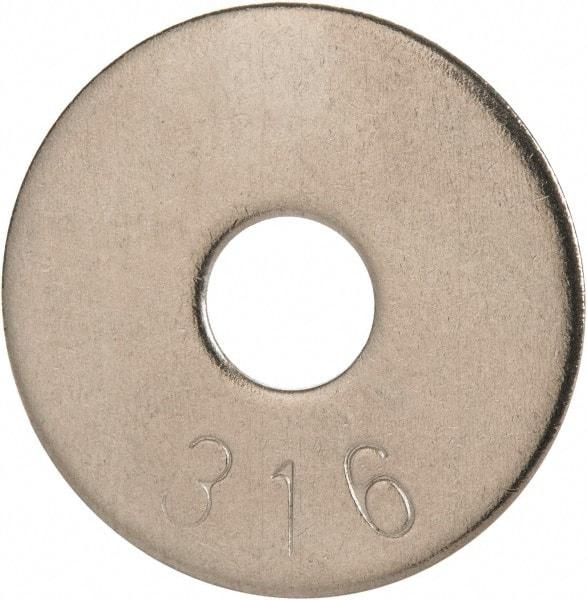 Value Collection - 1/4" Screw, Grade 316 Stainless Steel Fender Flat Washer - 1/4" ID x 1" OD, 0.06" Thick, Plain Finish - USA Tool & Supply