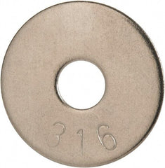 Value Collection - 1/4" Screw, Grade 316 Stainless Steel Fender Flat Washer - 1/4" ID x 1" OD, 0.06" Thick, Plain Finish - USA Tool & Supply