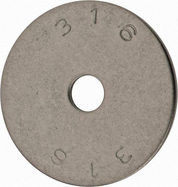 Value Collection - 1/4" Screw, Grade 18-8 Stainless Steel Fender Flat Washer - 1/4" ID x 1-1/2" OD, 0.072" Thick, Plain Finish - USA Tool & Supply
