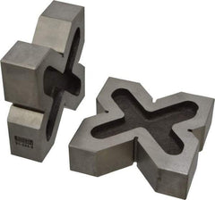 SPI - 3/4 to 2" Capacity, 90° Angle, Cast Iron 4-Way V-Block - 4" Long x 1-3/16" Wide x 4" High, Sold as Matched Pair - USA Tool & Supply