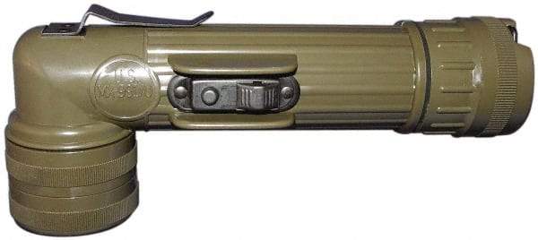 Fulton - White LED Bulb, Industrial Tactical Flashlight - Olive Plastic Body, Water Resistant, 2 D Batteries Not Included - USA Tool & Supply