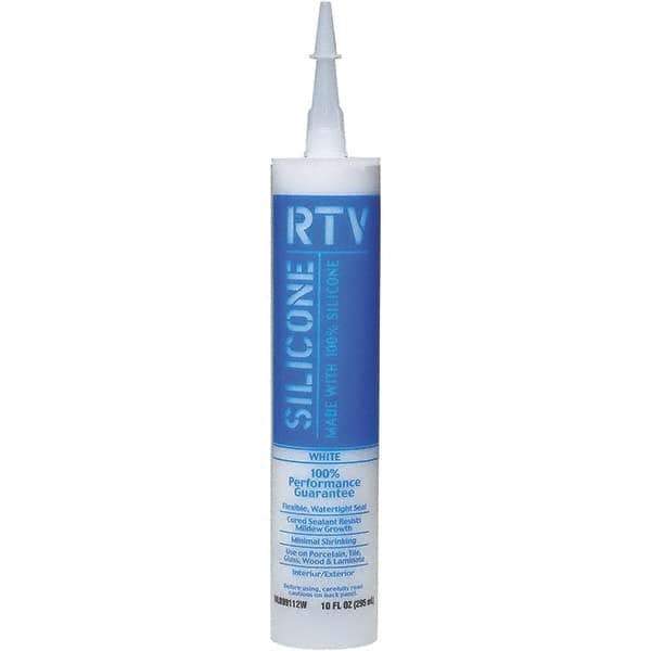 White Lightning - 10 oz Tube White RTV Silicone Sealant - 5 to 7 Days Full Cure Time - USA Tool & Supply