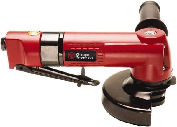 Chicago Pneumatic - 5" Wheel Diam, 12,000 RPM, Pneumatic Angle & Disc Grinder - 3/8-24 Spindle, 5.4 CFM, Front Exhaust - USA Tool & Supply