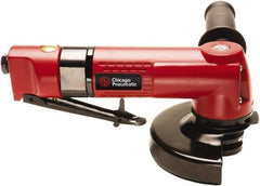 Chicago Pneumatic - 5" Wheel Diam, 12,000 RPM, Pneumatic Angle & Disc Grinder - 3/8-24 Spindle, 5.4 CFM, Front Exhaust - USA Tool & Supply
