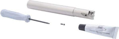 Iscar - 3/4" Cut Diam, 0.315" Max Depth of Cut, 3/4" Shank Diam, 6" OAL, Indexable Square Shoulder Helical End Mill - T490 LN.T 0804 Inserts, Weldon Shank, 90° Lead Angle, Through Coolant, Series Helitang - USA Tool & Supply